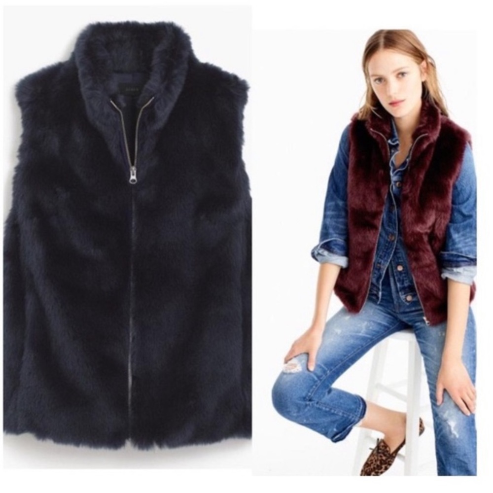J.crew navy fur vest